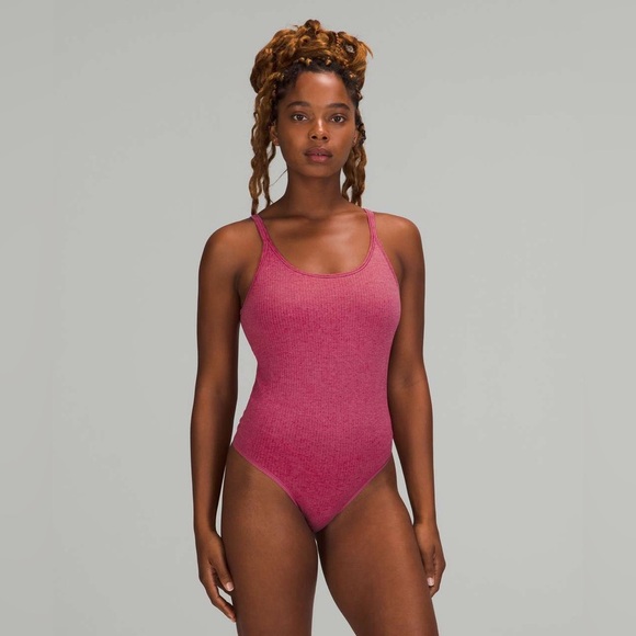 Lululemon Ebb to Street Bodysuit Light Support, B/C Cups in Pink Lychee Sz. 4 - Picture 2 of 9